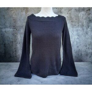 Verve Ami Style Women’s Bell Sleeve Black Sweater Size Medium NWT